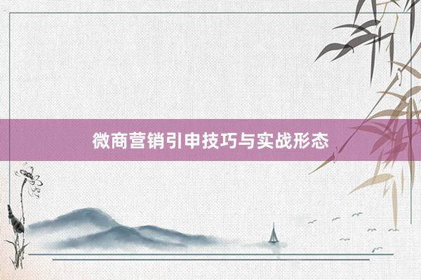 微商营销引申技巧与实战形态
